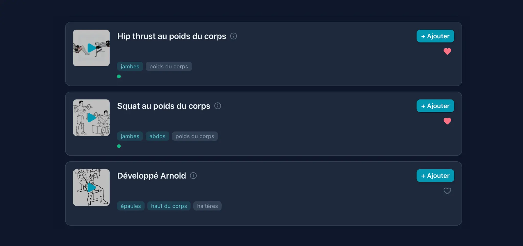 Biblioteca de ejercicios Gym Routine